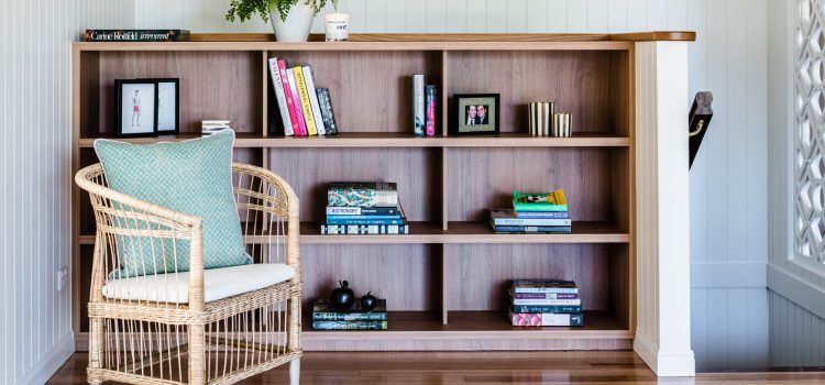 Timber custom built book shelf