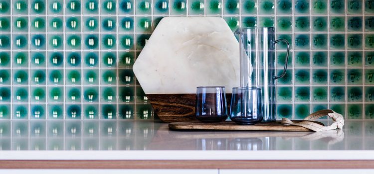 Feature green tile splashback