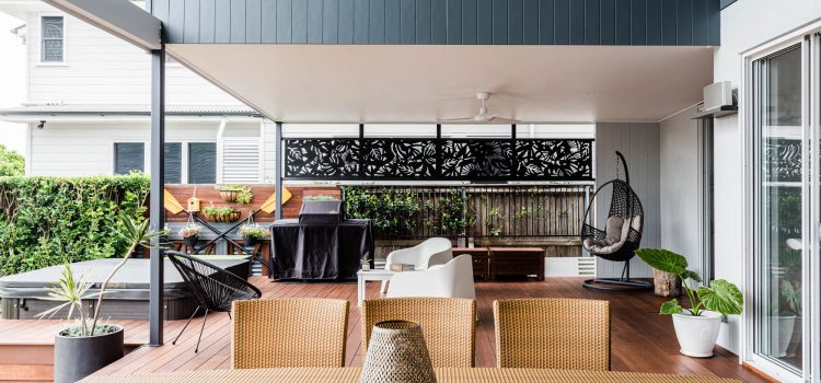 Deck outdoor entertaining with spa