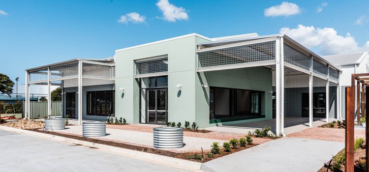 Side view of the sheds at Brendale