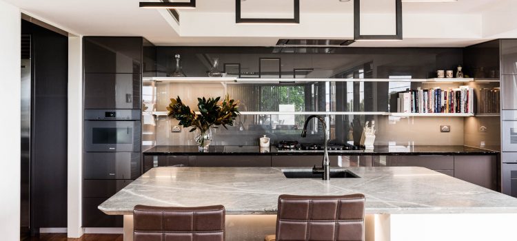 Dark Kitchen with modern feature lights