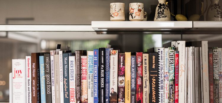 Cook Book Display on Floating Shelf