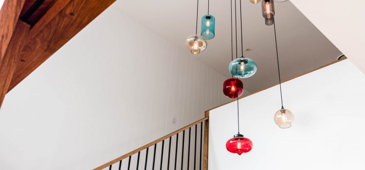 Brightly coloured pendant light