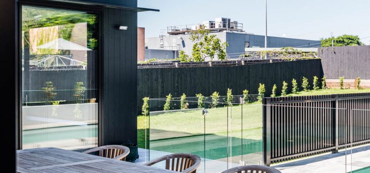 Outdoor table with swimming pool